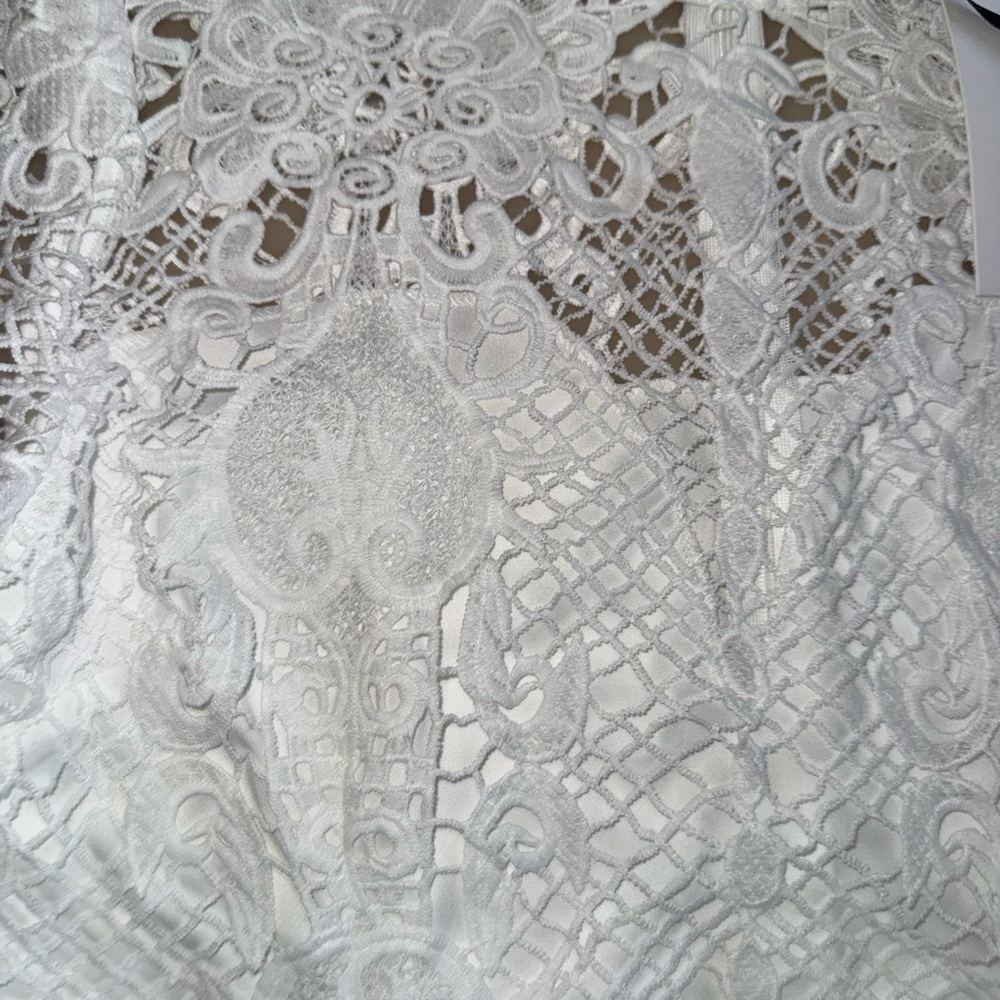 NWT Vici Collection Nordstrom White Crochet Lace Long Sleeve Sheath Dress Large - Picture 6 of 15